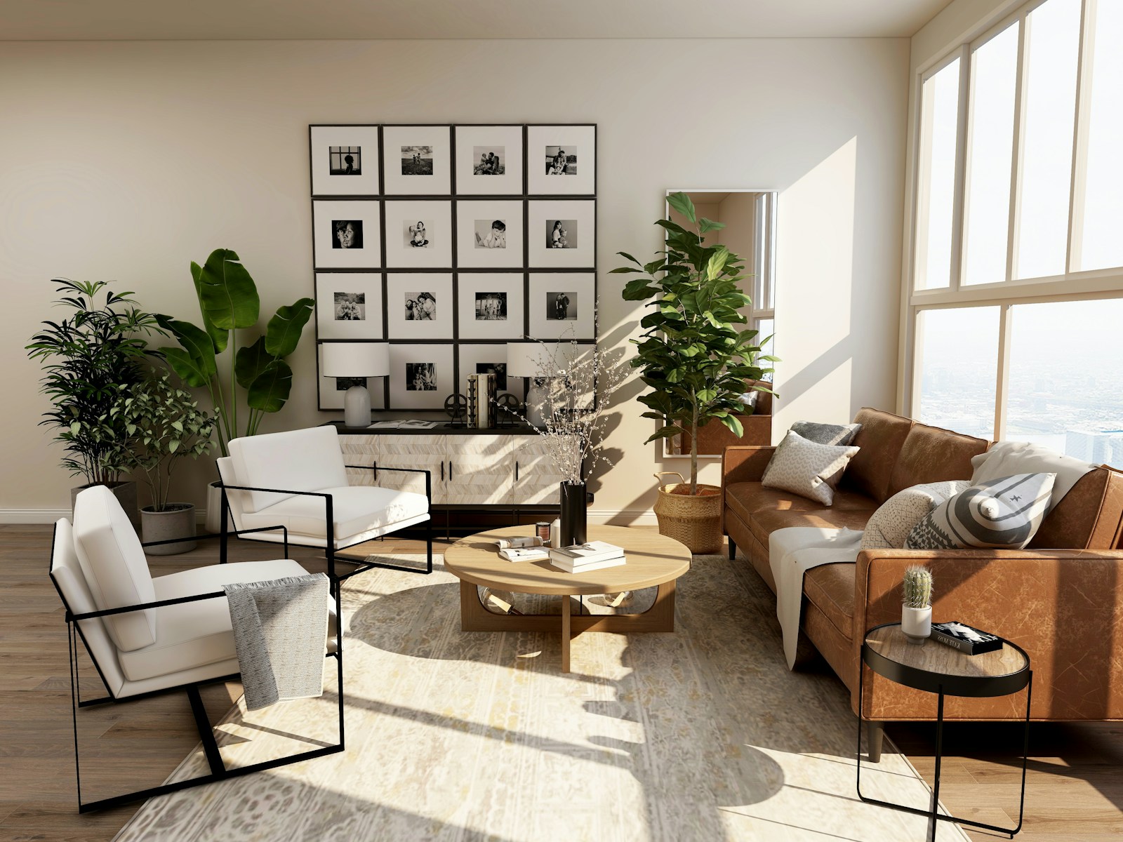 Illustrative sunlit room